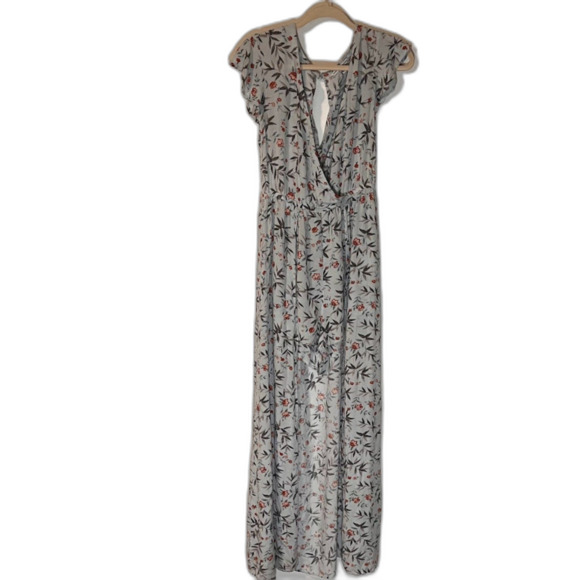 American Eagle Bohochic LIght Blue Floral Print Romper w/ Maxi Skirt Overlay M - Picture 1 of 8